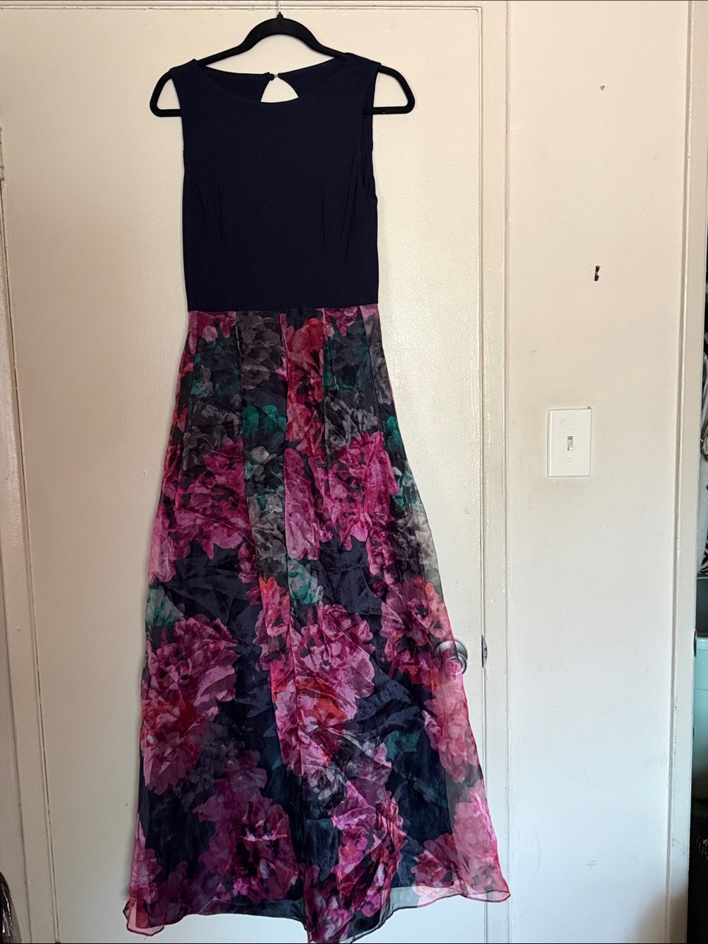 Moulinette Soeurs Black Bodice Floral Maxi Dress in Pink & Black